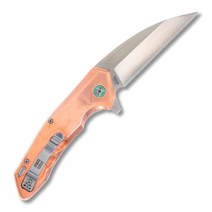 Couteau Rough Rider Copper Lame Wharncliffe Acier D2 Manche Cuivre Linerlock RR2238 - Livraison Gratuite