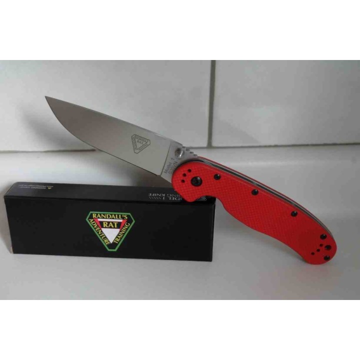 Couteau Ontario RAT Model 1 Red Manche G10 Lame Acier S35VN Satin Liner Lock Clip ON8864 - Livraison Gratuite
