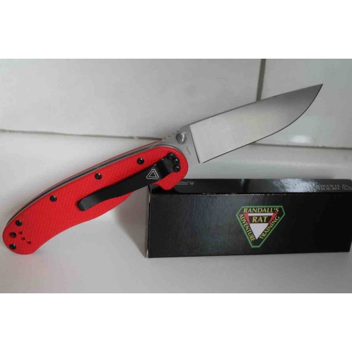 Couteau Ontario RAT Model 1 Red Manche G10 Lame Acier S35VN Satin Liner Lock Clip ON8864 - Livraison Gratuite