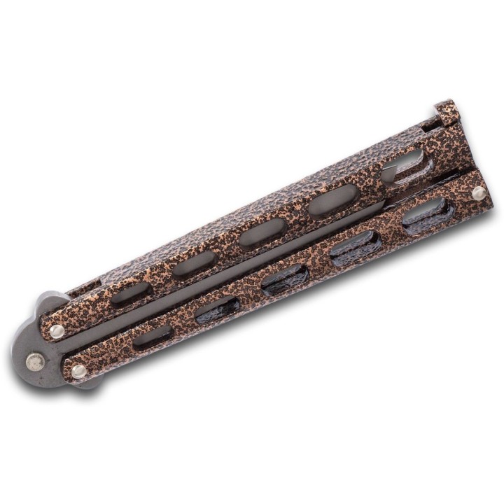 Couteau Papillon Bear & Son Tanto Lame Acier 440 Tanto Bead Blast Manche Acier Latch USA BC114TCV -  Livraison Gratuite