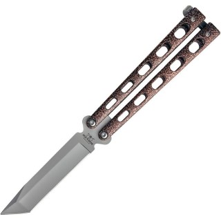 Couteau Papillon Bear & Son Tanto Lame Acier 440 Tanto Bead Blast Manche Acier Latch USA BC114TCV -  Livraison Gratuite