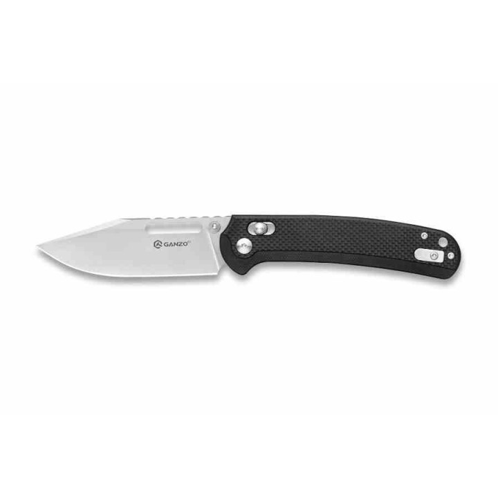 Couteau Ganzo G-Lock Lame Acier D2 Satin Manche G10 Liner Lock Clip GA768BK - Livraison Gratuite