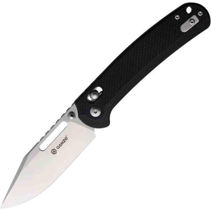 Couteau Ganzo G-Lock Lame Acier D2 Satin Manche G10 Liner Lock Clip GA768BK - Livraison Gratuite