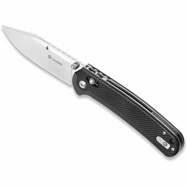 Couteau Ganzo G-Lock Lame Acier D2 Satin Manche G10 Liner Lock Clip GA768BK - Livraison Gratuite