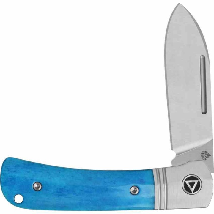 Couteau QSP Hedgehog Slip Joint Lame Acier 14C28N Spear Point Manche Os Bleu QS142SPD - Livraison Gratuite