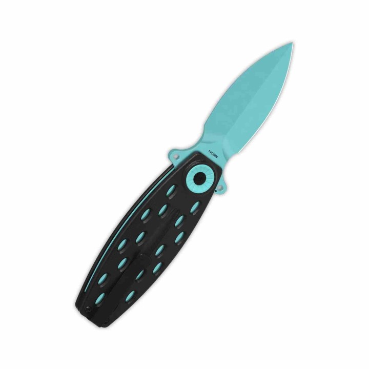 Couteau QSP Beetle Blue Lame Acier 14C28N Spear Point Manche G-10 Noir IKBS Linerlock QS162E - Livraison Gratuite