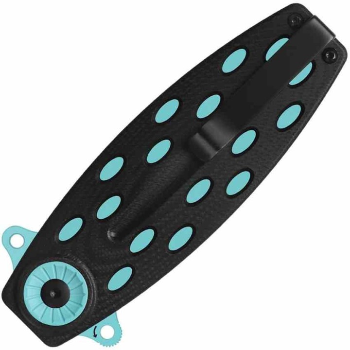 Couteau QSP Beetle Blue Lame Acier 14C28N Spear Point Manche G-10 Noir IKBS Linerlock QS162E - Livraison Gratuite