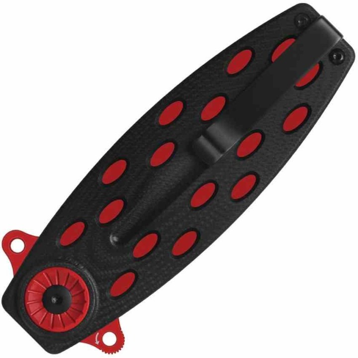 Couteau QSP Beetle Red Lame Acier 14C28N Spear Point Manche G-10 Noir IKBS Linerlock QS162D - Livraison Gratuite