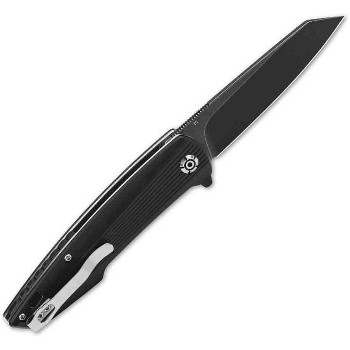 Couteau QSP Phoenix Lame Wharncliffe Acier D2 Manche G-10 Noir IKBS Liner Lock Clip QS108C2 - Livraison Gratuite