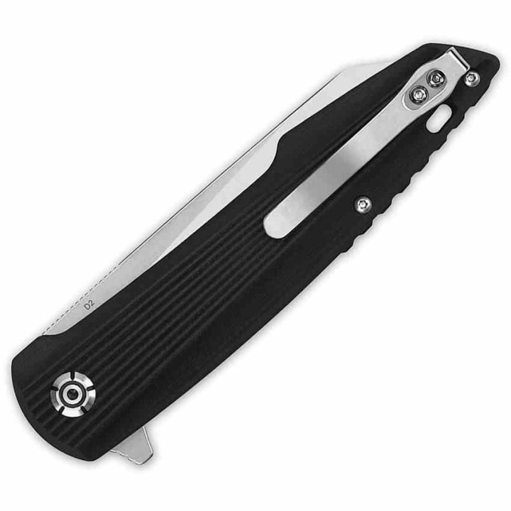 Couteau QSP Phoenix Lame Wharncliffe Acier D2 Manche G-10 Noir IKBS Liner Lock Clip QS108C1 - Livraison Gratuite