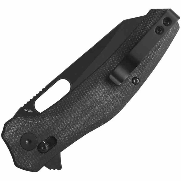 Couteau QSP Emu Glyde Lock Lame Wharncliffe Blk Acier 14C28N Manche Micarta Black IKBS QS164A2 - Livraison Gratuite