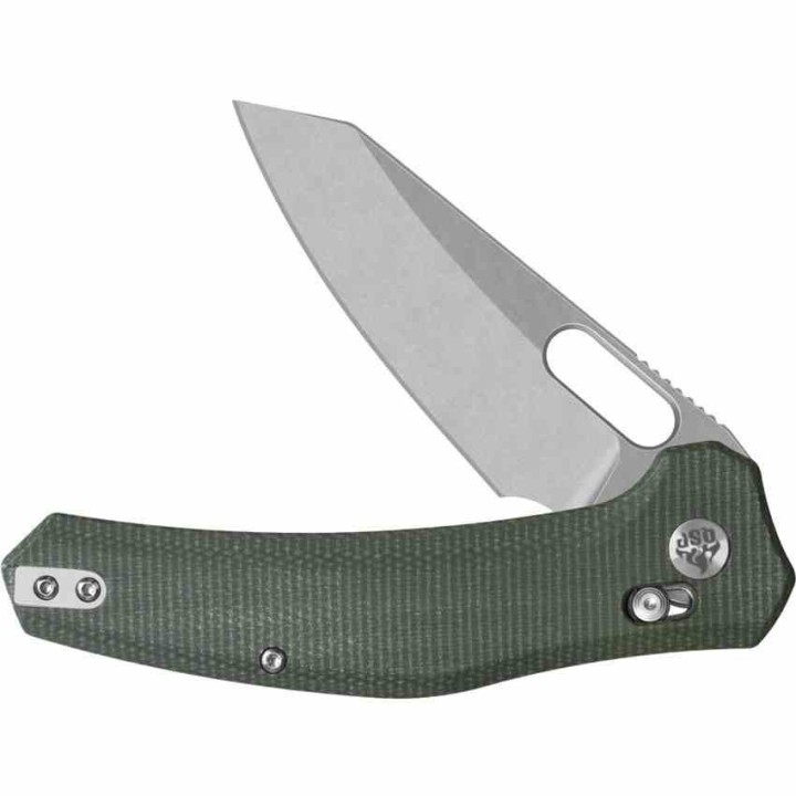 Couteau QSP Emu Glyde Lock Lame Wharncliffe Sw Acier 14C28N Manche Micarta Green IKBS QS164B1 - Livraison Gratuite