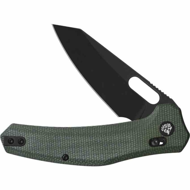 Couteau QSP Emu Glyde Lock Lame Wharncliffe Blk Acier 14C28N Manche Micarta Green IKBS QS164B2 - Livraison Gratuite
