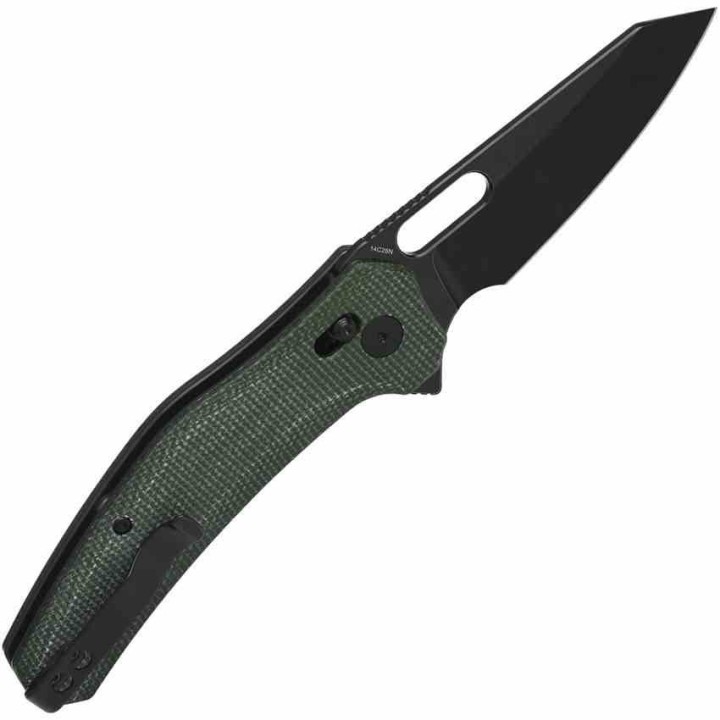 Couteau QSP Emu Glyde Lock Lame Wharncliffe Blk Acier 14C28N Manche Micarta Green IKBS QS164B2 - Livraison Gratuite