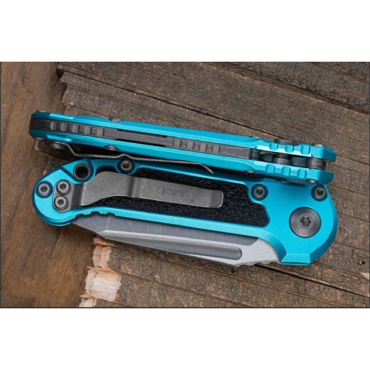 Couteau Microtech LUDT Gen III Automatique Lame Tanto Acier M390MK Manche Alu Turquoise USA MCT113610APTQ - Livraison Gratuite