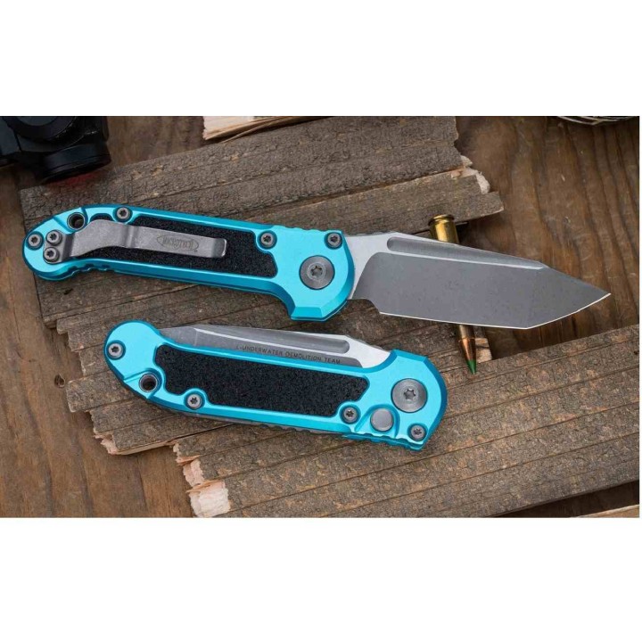 Couteau Microtech LUDT Gen III Automatique Lame Tanto Acier M390MK Manche Alu Turquoise USA MCT113610APTQ - Livraison Gratuite