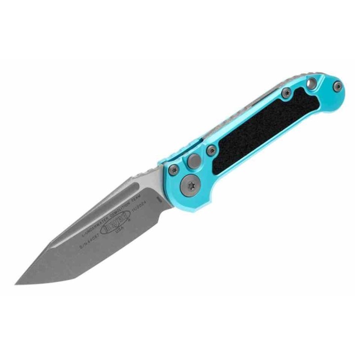 Couteau Microtech LUDT Gen III Automatique Lame Tanto Acier M390MK Manche Alu Turquoise USA MCT113610APTQ - Livraison Gratuite