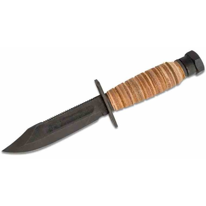 Couteau Survie Ontario 499 Air Force Lame Clip Point Acier 1095 Scie Manche Cuir Etui Cuir USA ON6150 - Livraison Gratuite