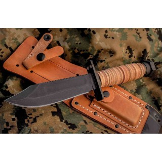 Couteau Survie Ontario 499 Air Force Lame Clip Point Acier 1095 Scie Manche Cuir Etui Cuir USA ON6150 - Livraison Gratuite