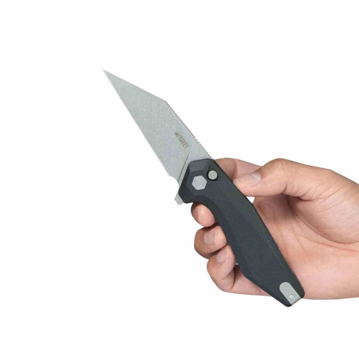 Couteau Kubey Fenrir Black Lame Wharncliffe Acier 14C28N SW Manche G-10 IKBS Button Lock KUB393A - Livraison Gratuite