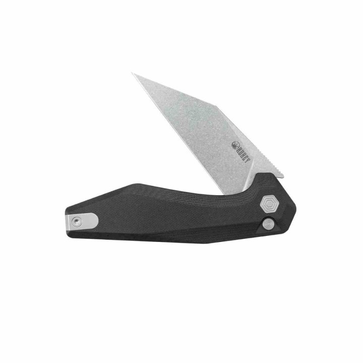 Couteau Kubey Fenrir Black Lame Wharncliffe Acier 14C28N SW Manche G-10 IKBS Button Lock KUB393A - Livraison Gratuite