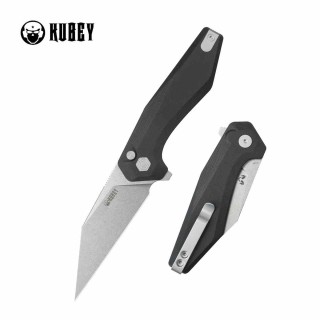 Couteau Kubey Fenrir Black Lame Wharncliffe Acier 14C28N SW Manche G-10 IKBS Button Lock KUB393A - Livraison Gratuite