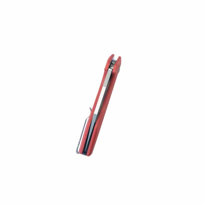 Couteau Kubey Fenrir Red Lame Wharncliffe Acier 14C28N SW Manche G-10 IKBS Button Lock KUB393D - Livraison Gratuite
