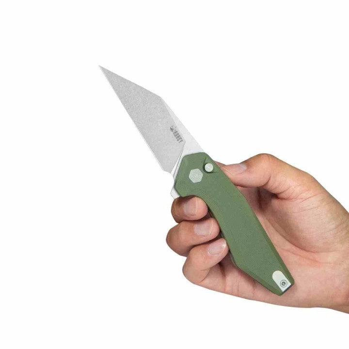 Couteau Kubey Fenrir Od Green Lame Wharncliffe Acier 14C28N SW Manche G-10 IKBS Button Lock KUB393B - Livraison Gratuite