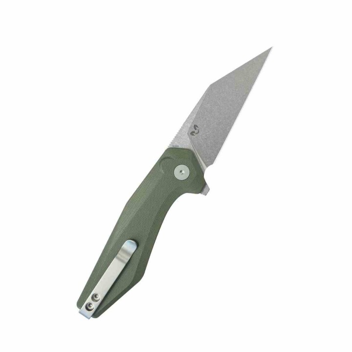 Couteau Kubey Fenrir Od Green Lame Wharncliffe Acier 14C28N SW Manche G-10 IKBS Button Lock KUB393B - Livraison Gratuite