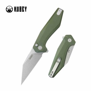 Couteau Kubey Fenrir Od Green Lame Wharncliffe Acier 14C28N SW Manche G-10 IKBS Button Lock KUB393B - Livraison Gratuite