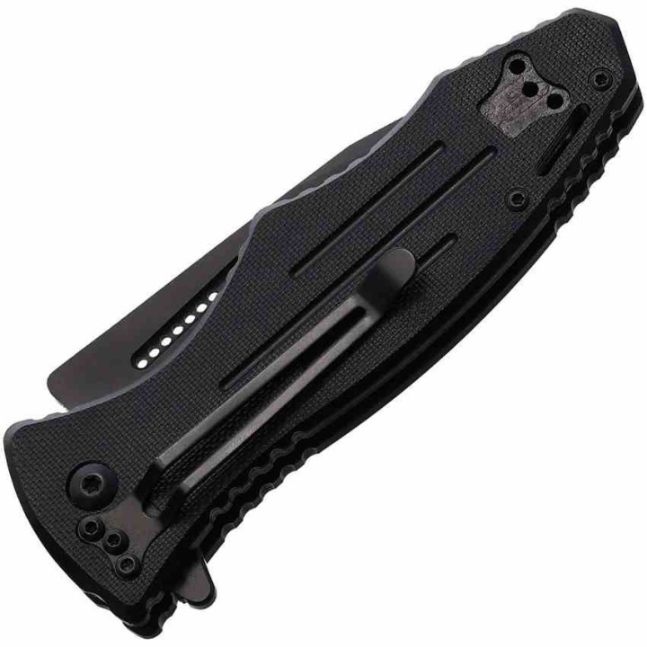 Couteau BLACKHAWK! Hornet II A/O Liner Lock Lame Clip Point Acier D2 DLC Noir Manche G-10 Noir BH15H201BK - Livraison Gratuite