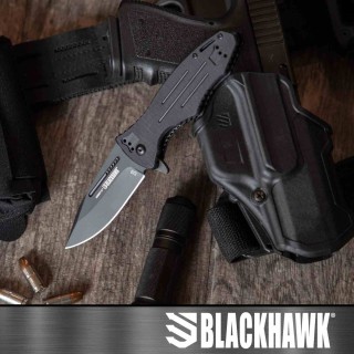 Couteau BLACKHAWK! Hornet II A/O Liner Lock Lame Clip Point Acier D2 DLC Noir Manche G-10 Noir BH15H201BK - Livraison Gratuite