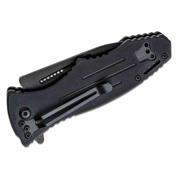 Couteau BLACKHAWK! Hornet II A/O Liner Lock Lame Clip Point Acier D2 DLC Noir Manche G-10 Noir BH15H201BK - Livraison Gratuite