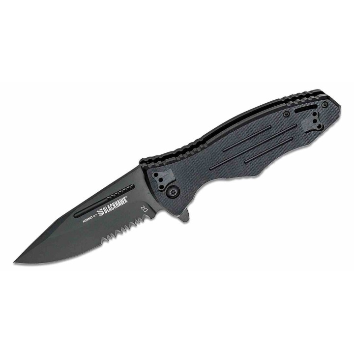 Couteau BLACKHAWK! Hornet II A/O Liner Lock Lame Clip Point Serr Acier D2 Blk Manche G-10 BH15H211BK - Livraison Gratuite