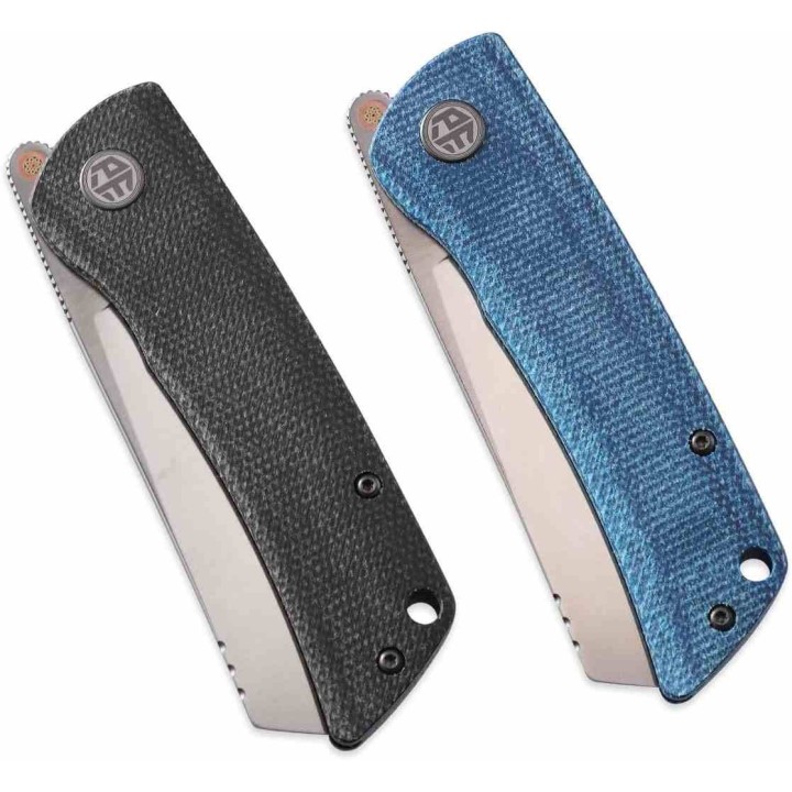 Couteau Petrified Fish Flavorist Brown Lame Cleaver Acier K110 Satin Manche Micarta Liner Lock PFKE05BRMP - Livraison Gratuite