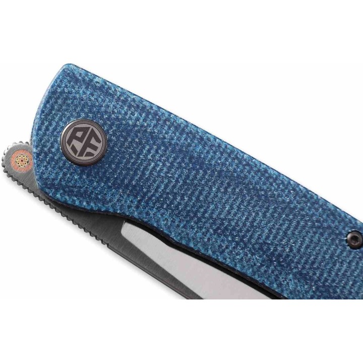 Couteau Petrified Fish Flavorist Brown Lame Cleaver Acier K110 Satin Manche Micarta Liner Lock PFKE05BRMP - Livraison Gratuite