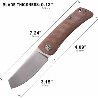 Couteau Petrified Fish Flavorist Brown Lame Cleaver Acier K110 Satin Manche Micarta Liner Lock PFKE05BRMP - Livraison Gratuite