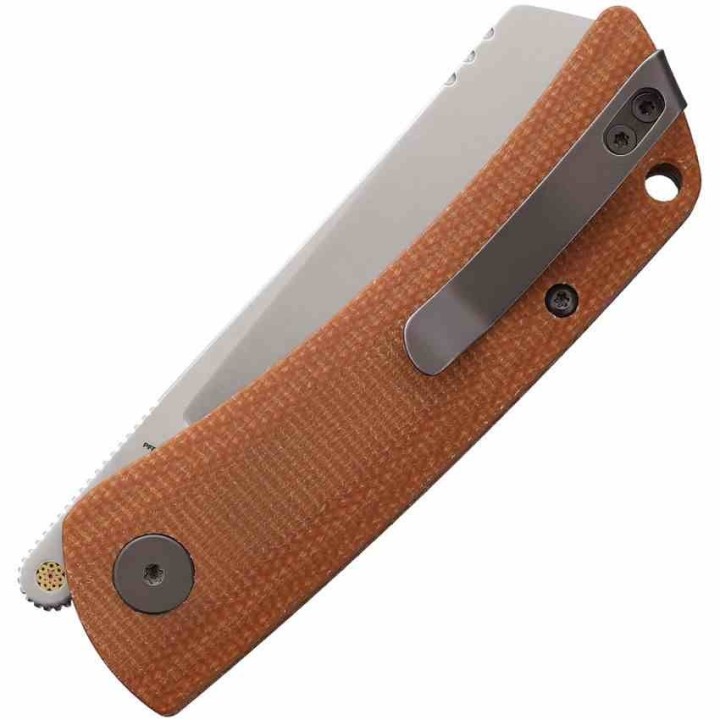Couteau Petrified Fish Flavorist Brown Lame Cleaver Acier K110 Satin Manche Micarta Liner Lock PFKE05BRMP - Livraison Gratuite