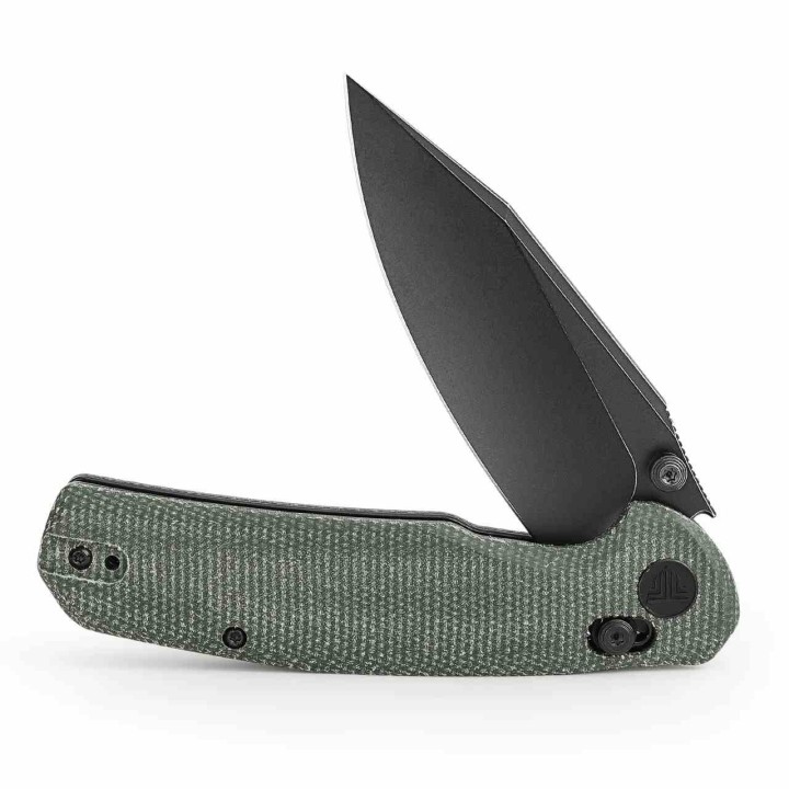 Couteau TRIVISA Hornet-04G Green Axis Lock Lame Drop Point Acier 14C28N Manche Micarta IKBS TVJM01GM14 - Livraison Gratuite