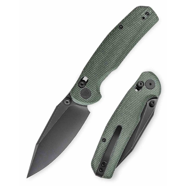 Couteau TRIVISA Hornet-04G Green Axis Lock Lame Drop Point Acier 14C28N Manche Micarta IKBS TVJM01GM14 - Livraison Gratuite