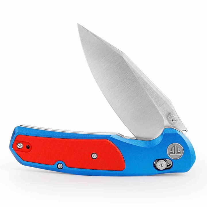 Couteau TRIVISA Hornet-08L Blue/Red Axis Lock Lame Acier 14C28N Manche Alu/G-10 TVJM01LA14 - Livraison Gratuite