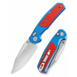 Couteau TRIVISA Hornet-08L Blue/Red Axis Lock Lame Acier 14C28N Manche Alu/G-10 TVJM01LA14 - Livraison Gratuite