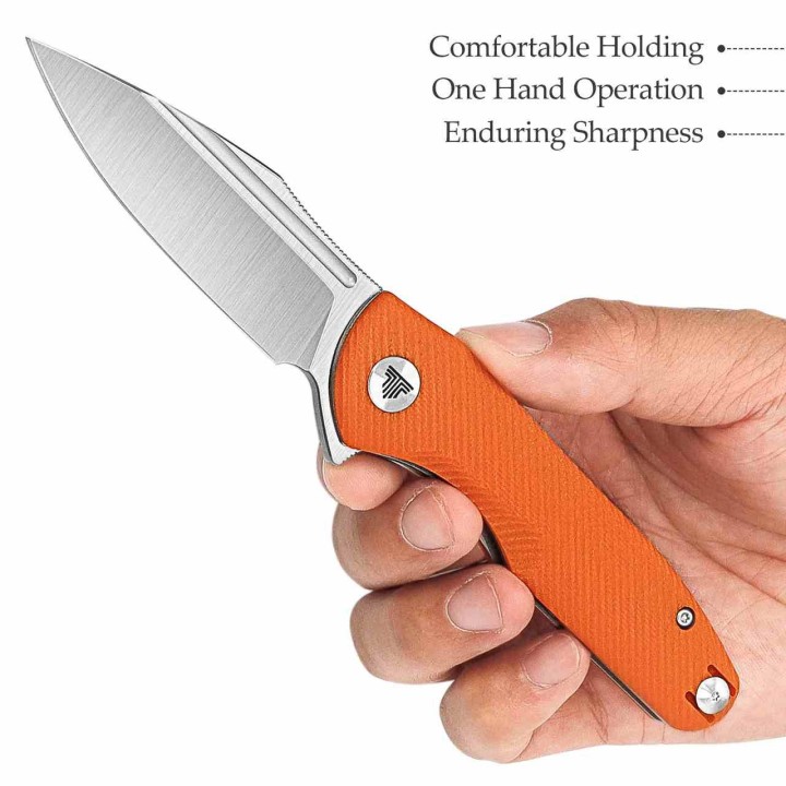 Couteau TRIVISA Antliae 03O Orange Lame 14C28N Manche G-10 IKBS Linerlock TVTY23OG14 - Livraison Gratuite