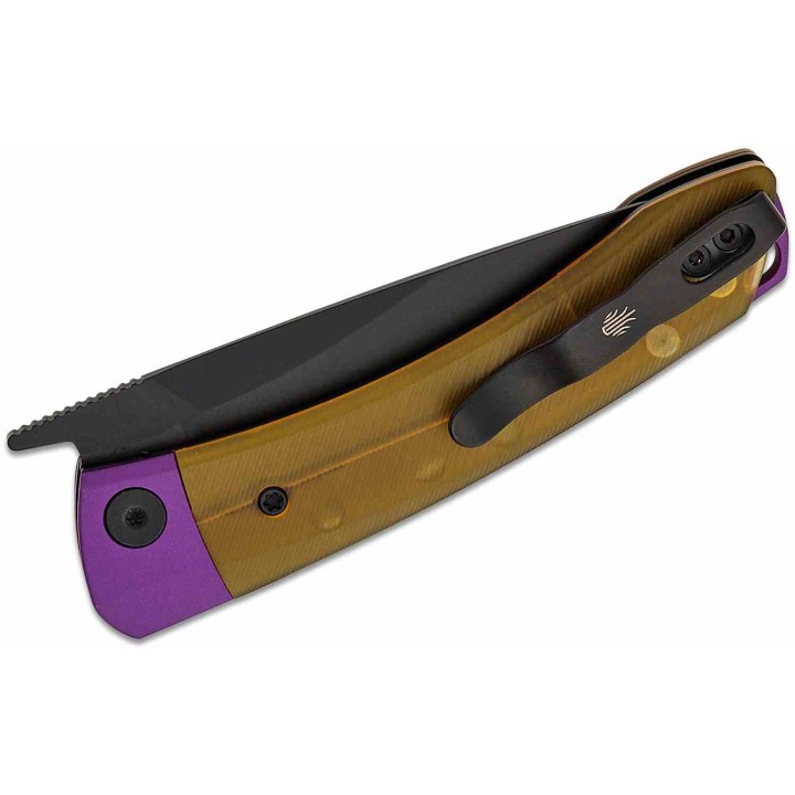 Couteau Kizer Mini Momo PEI Lame Nitro-V Noir Manche Alu/PEI Violet/Jaune IKBS Liner Lock KIV3663A1 - Livraison Gratuite