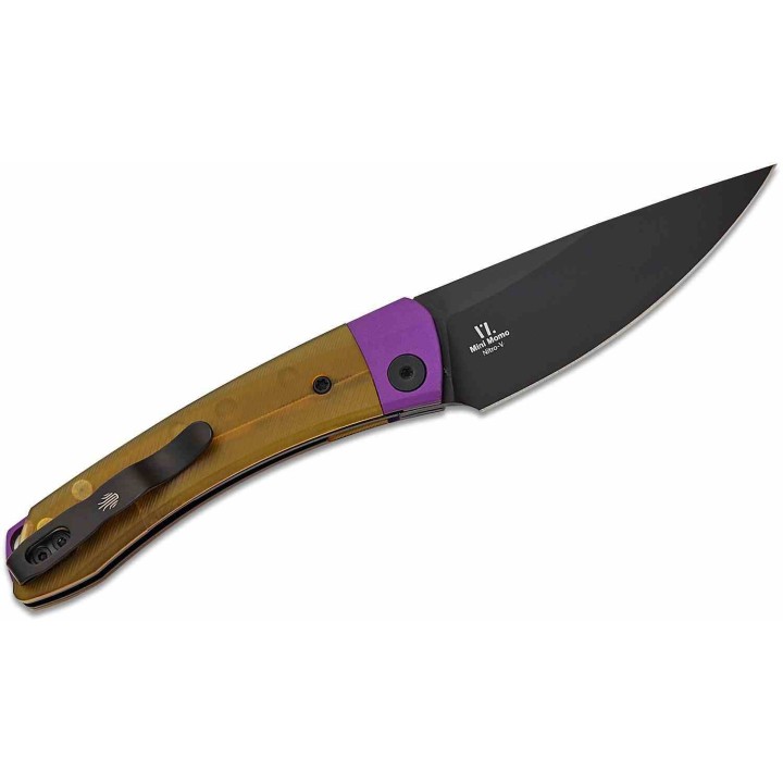 Couteau Kizer Mini Momo PEI Lame Nitro-V Noir Manche Alu/PEI Violet/Jaune IKBS Liner Lock KIV3663A1 - Livraison Gratuite
