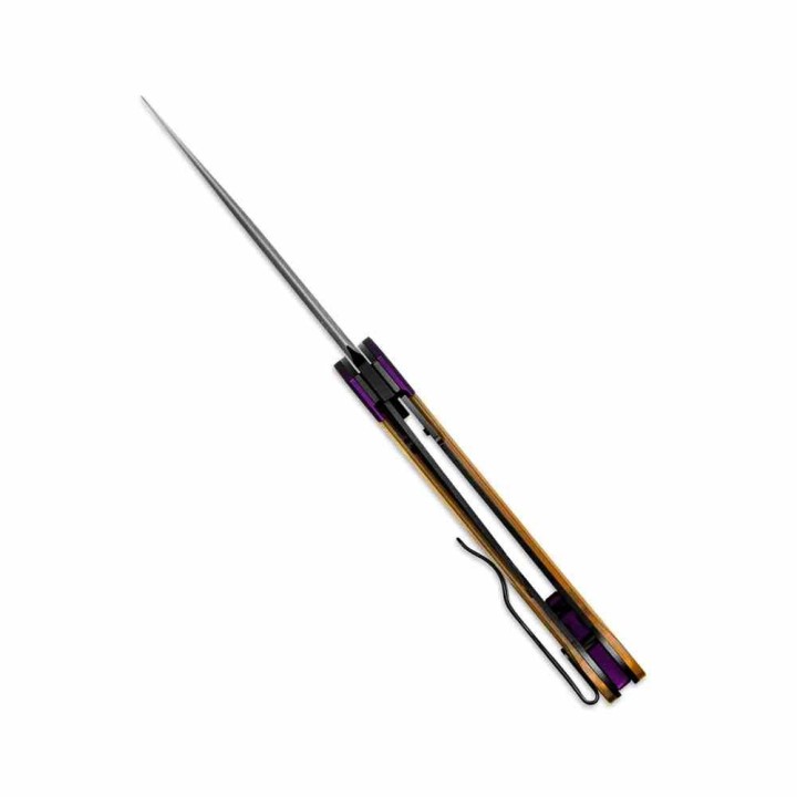 Couteau Kizer Mini Momo PEI Lame Nitro-V Noir Manche Alu/PEI Violet/Jaune IKBS Liner Lock KIV3663A1 - Livraison Gratuite