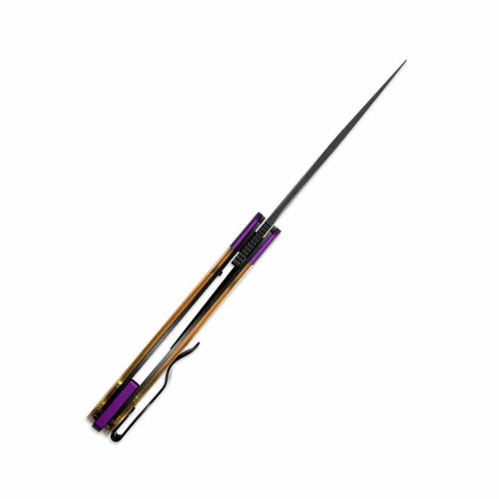 Couteau Kizer Mini Momo PEI Lame Nitro-V Noir Manche Alu/PEI Violet/Jaune IKBS Liner Lock KIV3663A1 - Livraison Gratuite