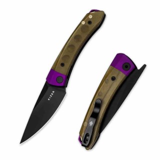 Couteau Kizer Mini Momo PEI Lame Nitro-V Noir Manche Alu/PEI Violet/Jaune IKBS Liner Lock KIV3663A1 - Livraison Gratuite