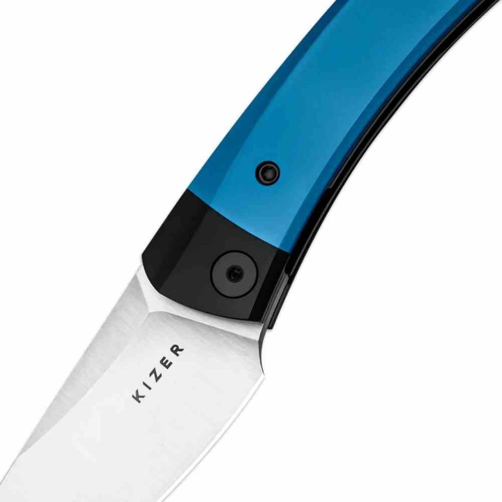 Couteau Kizer Mini Momo Blue Lame Acier 154CM Manche Aluminium IKBS Linerlock Clip KIV3663C1 - Livraison Gratuite