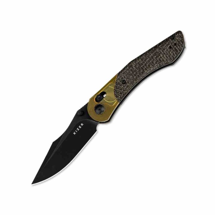 Couteau Kizer Mini Mystic Micarta Lame Acier 154CM Blk Manche Micarta/PEI Clutch Lock KIV3636C1 - Livraison Gratuite